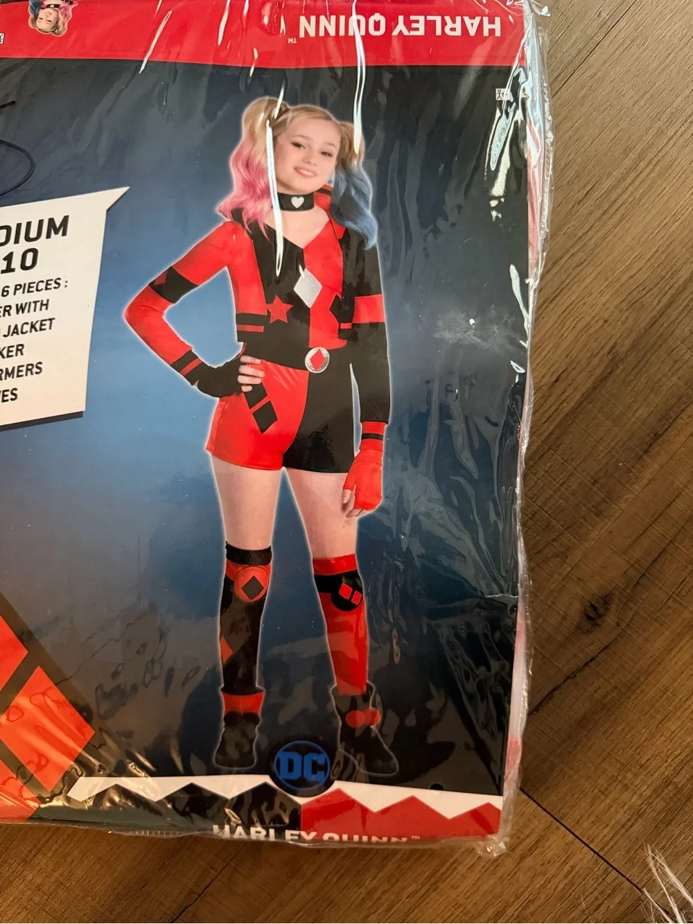 Kids Red & Black Superhero Harley Quinn Costume Playsuit